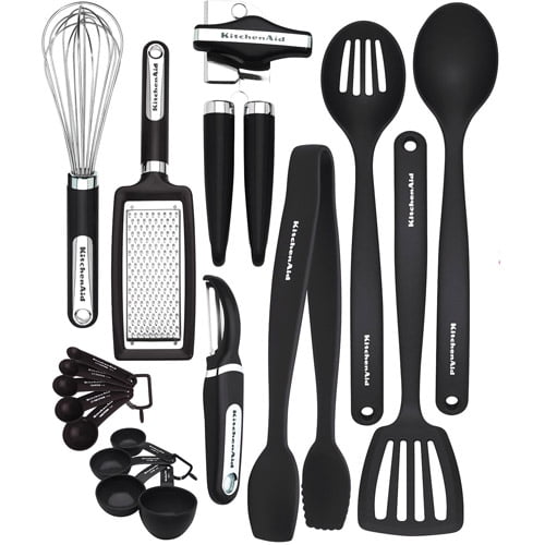 6-Piece Black KitchenAid Tool and Gadget Set with Crock