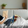 thumbnail image 3 of Eagle Soft Flannel Fleece Throw Blanket, American Flag on Silhouette of National Bird of Country Majestic Animal, Cozy Plush for Indoor and Outdoor Use, 60" x 80", Blue Red Sepia, by Ambesonne, 3 of 5