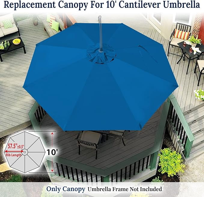 SOLAXO Replacement Umbrella Canopy for 10ft 8 ribs Cantilever Hanging Umbrella (Canopy Only)