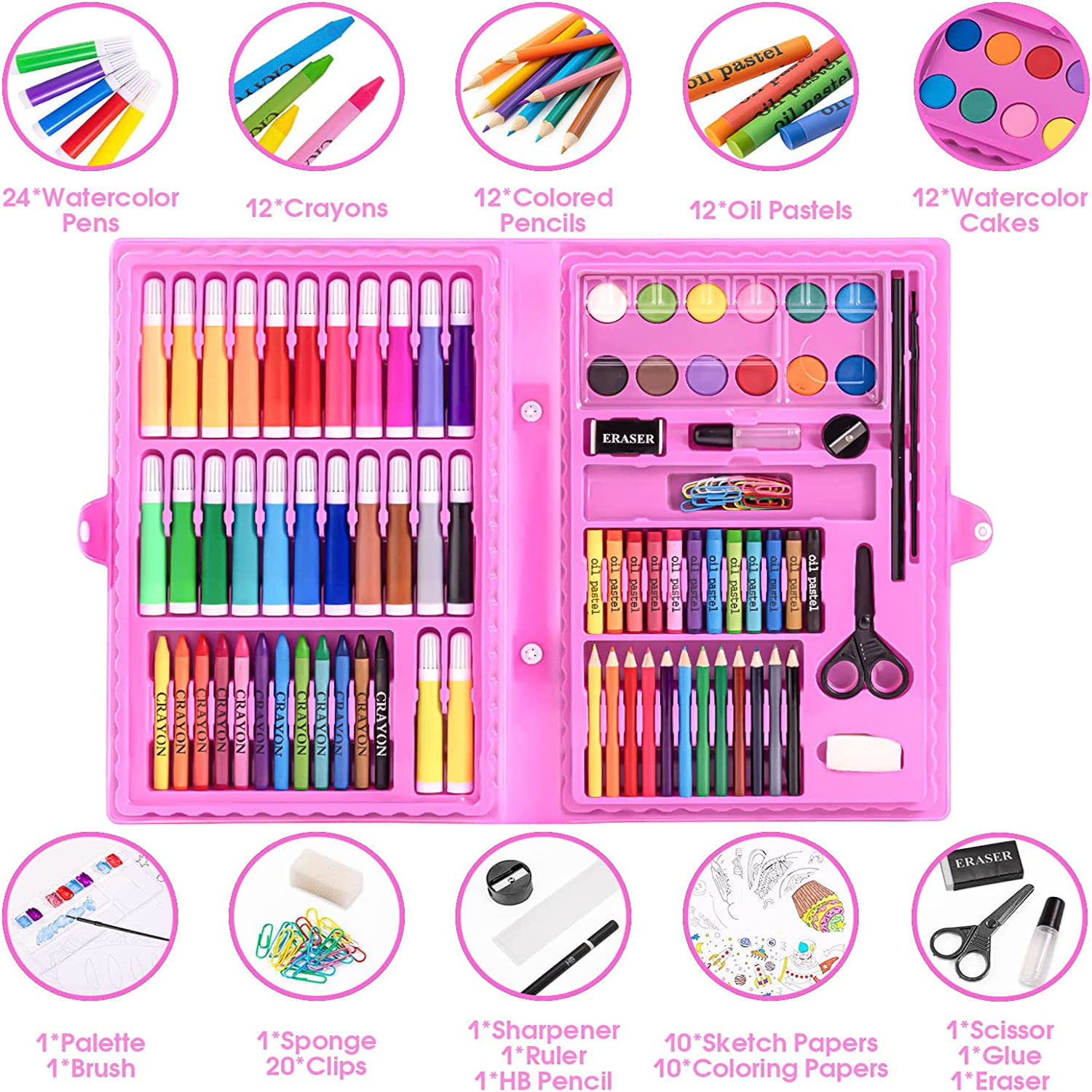 Fox Art Kit for Kids Boys Crayon Roll Girls Drawing Set 