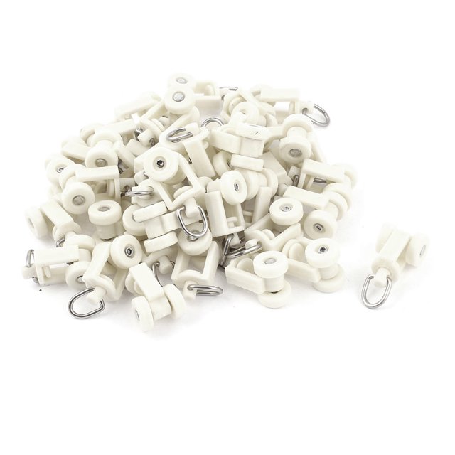 Unique Bargains Rouleaux de Rail de Rideau en Plastique Blanc Roue de 10mm de Diamètre 40 Pcs
