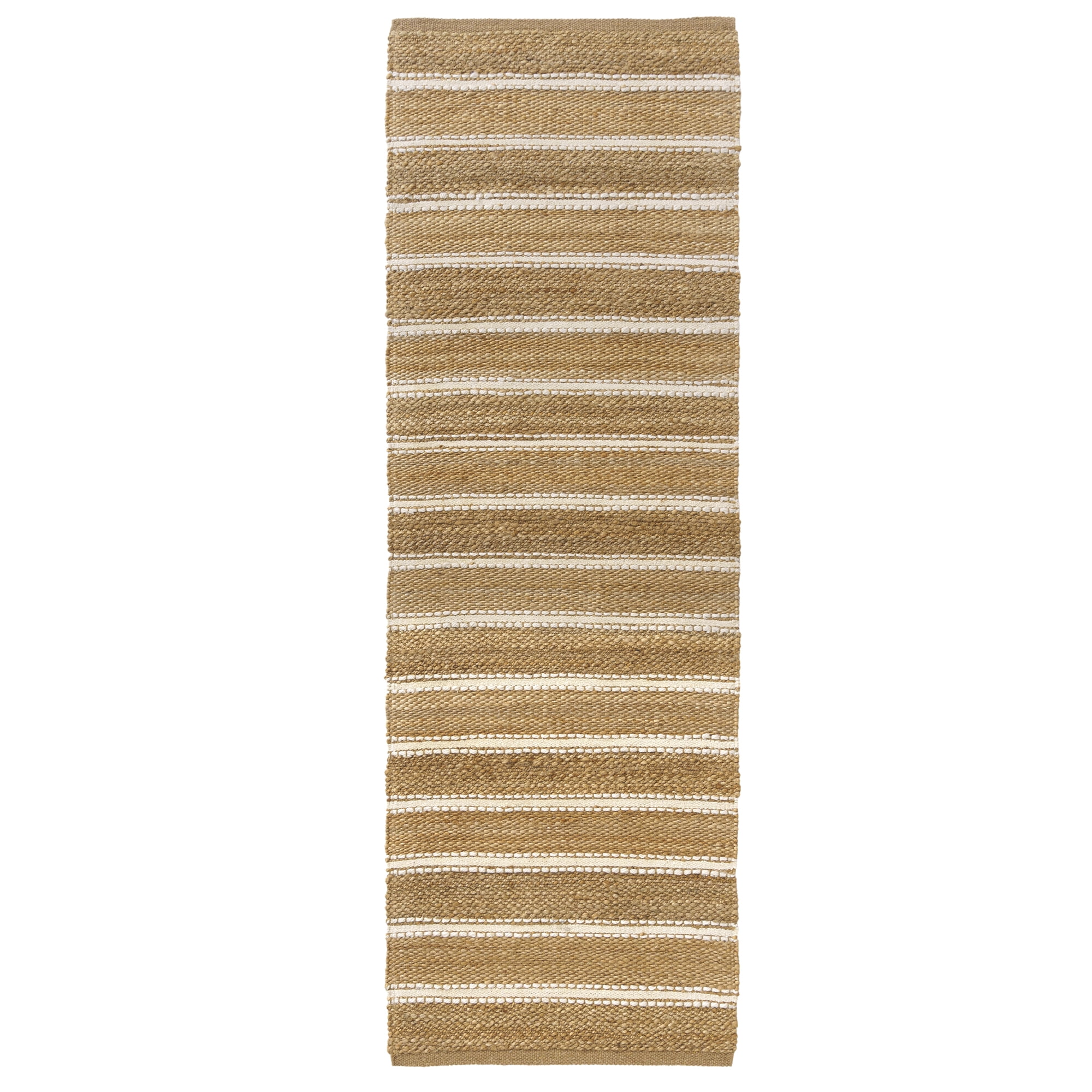 Ox Bay Ollie Striped Nautical Jute Hand-Woven Indoor Runner Rug, Ivory/Natural, 2'6" x 7'9"