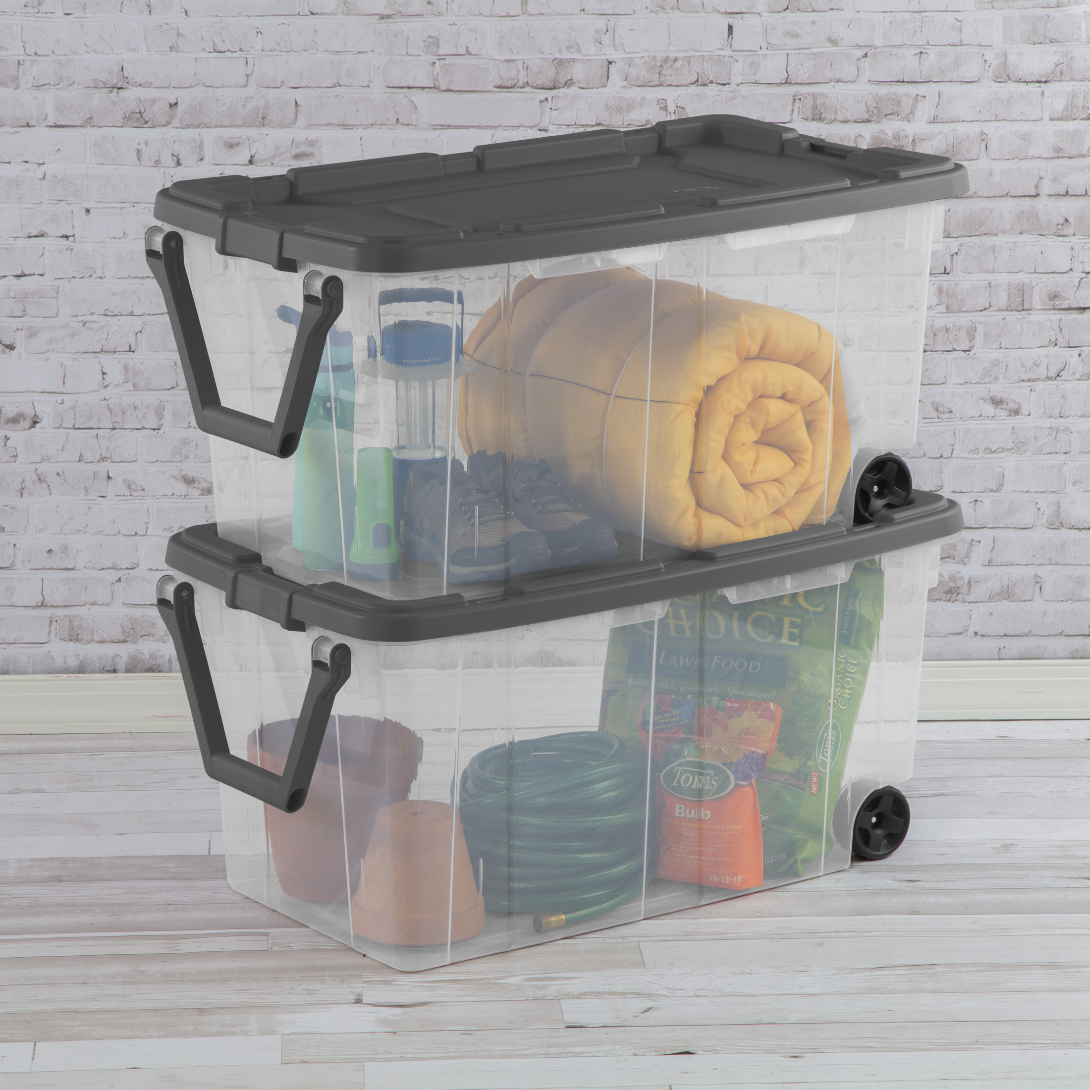 Sterilite 160 Qt Clear Wheeled Storage Bin, Gray photo 4