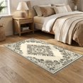 thumbnail image 2 of ODIKA 5'x7' Ultra-Soft Area Rug, Distressed Medallion Panel With Farmhouse Floral Vine Corners Boho Flowing None Washable, Bare feet friendly, Silk-Touch for Bedroom Home office, 2 of 7