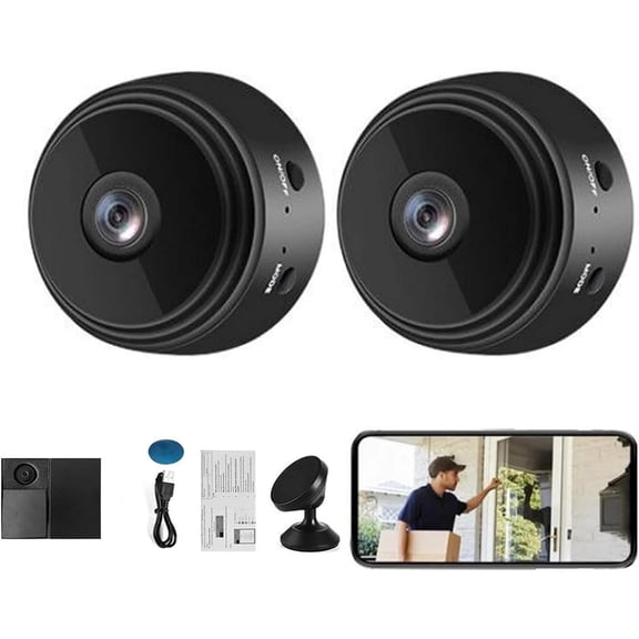 GJX Mini Security Camera, Mini Security Camera, Mini 1080p HD Wireless Security Camera,Wifi Wireless Small Camera Night Vision Motion with App for Home In/Outdoor Black (2Pcs)