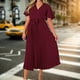 thumbnail image 1 of Vestido de mujer A Line Elegante vestido largo con cuello en V para cóctel de boda (vino rojo XL) FLhrweasw Para estrenar, 1 of 7