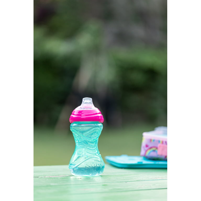Nuby No-Spill Clik-It Soft Spout Sippy Cup, 10 fl oz, 2 Count, Pink