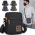 thumbnail image 1 of Bolso bandolero para hombres, mujeres | Bolsa antirrobo resistente de nylon resistente y fina | Correa ajustable 35-50 in | 4 compartimentos | Encaja 7,9 en Tablet | Ligero 7,5x5,5x1,9 in, 1 of 6
