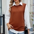 thumbnail image 2 of WRKEKC Sweaters for Women Autumn Winter Casual Sleeveless Solid Color Knit Vest with Round Neck Button Detail Open Front Slit Design for Layering Over Tops, 2 of 9