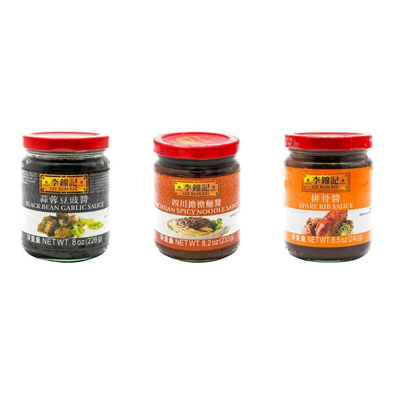 NineChef Brand Spoon Plus 3 Pack Lee Kum Kee Cooking Sauce, 3 Flavors(Black Bean Garlic Sauce,Sichuan Spicy Noodle Sauce,Spare Rib Sauce)