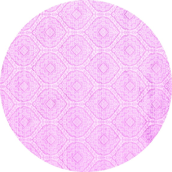 Ahgly Company Indoor Round Abstract Pink Contemporary Area Rugs, 7' Round