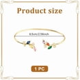 thumbnail image 5 of 1Pcs Brass Cubic Zirconia Leaf Cuff Bangles Open Bangle for Women Jewelry Gifts Inner Diameter: 2-1/2 inch(6.5cm) Colorful, 5 of 6