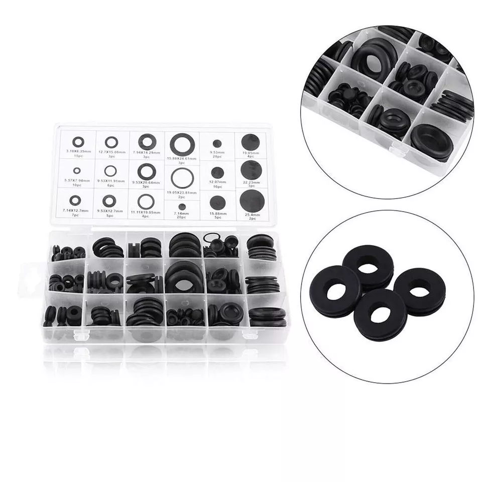 CIRCLE- 180Pcs Rubber Grommet Assortment Kit Set Firewall Hole Electrical Wiring Gasket