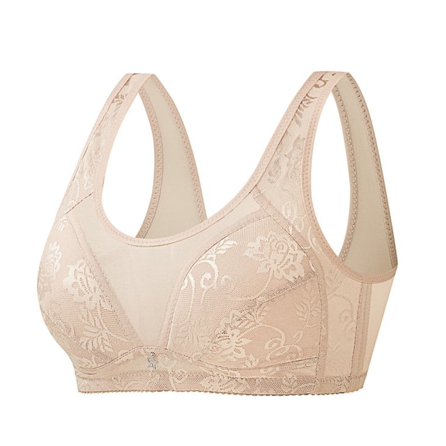 WZXFASHION Women Breathable Front Closure Bras Full Support No Underwire Plus Size Everyday Bra Bra Beige 85C