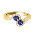 thumbnail image 2 of Aonejewelry 1.10 Ct Two Stone Sapphire and Diamond Ring 14K Yellow Gold, 2 of 4