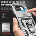 thumbnail image 4 of KOMI Phone Case for Google Pixel 9A Case with HD Screen Protector & Slide Camera Cover & Rotated Ring Kickstand, [Military-Grade] Phone Case for Google Pixel 9A, Silver, 4 of 5