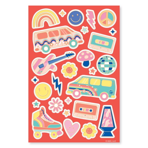 American Greetings 54-Count Retro Stickers for Kids, Groovy Designs, 2 Sticker Sheets