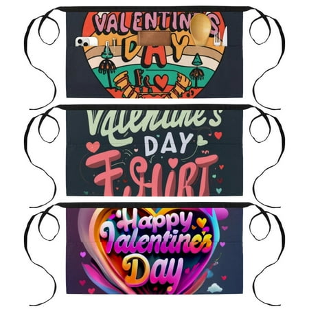 

Valentine s Day Custom Gardening Apron with 3 Pockets Printed Design - Half Apron Short Aprons Included