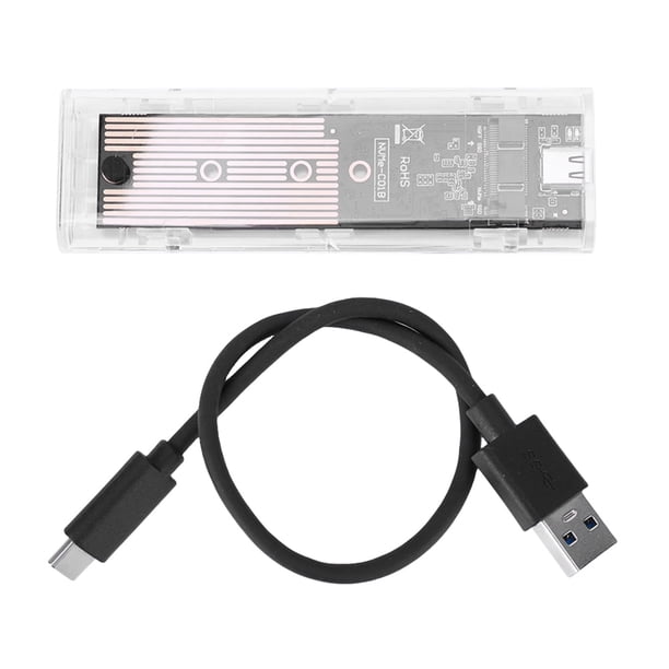 Carcasa externa transparente para SSD de doble protocolo jixopn M.2 NVME PCIe NGFF SATA USB 3.1 tipo C, caja para disco de estado sólido, clave B/M, clave B +M, sin herramientas para SSD de 2230,