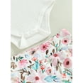 thumbnail image 5 of 3Pcs Toddler Girls Summer Outfits Ribbed Halter Crop Top Romper Bodysuit Floral Bloomer Shorts Headband Clothes Set, 5 of 7