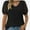 Black, variant on Womens Casual V Neck T Shirts Swiss Dotted Puffy Sheer Short Sleeve Blouses