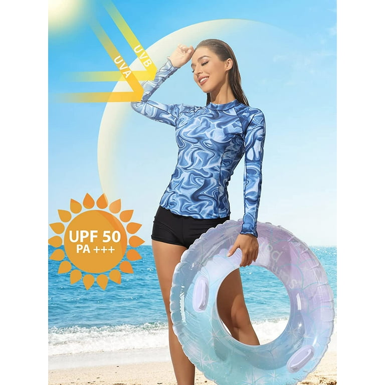 Charmo Rash Guard Women's Short Sleeve Rashguard Top UV Protection Swim  Shirt UPF 50+ 