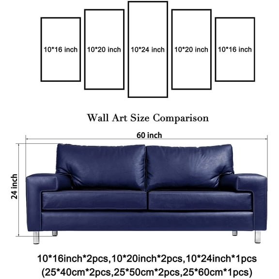 Modern Art Canvas Prints 5 Panels Changing Colors Giclee Wall Decor for Home Living Room Bedroom