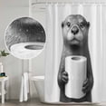 thumbnail image 4 of Cute Otter Shower Curtain, Waterproof Shower Curtains for Bathroom, Funny Animal with Toilet Paper Washable Fabric Bathtub Curtain Set Bath Decor with 12 Hooks Extra Long 72"x96", 4 of 6