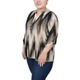 thumbnail image 2 of NY Collection Women's Plus Size 3/4 Sleeve Roll Tab Y Neck Top, 2 of 4
