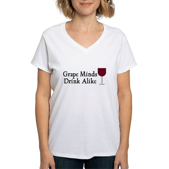 CafePress - Grape Minds Think Alive Wine Women's V Neck T Shir - Womens Cotton V-Neck T-shirt