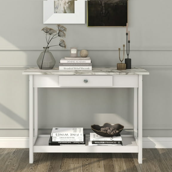 Furniture of America Umbra 1-Drawer and 1-Shelf Wood White Sofa Table