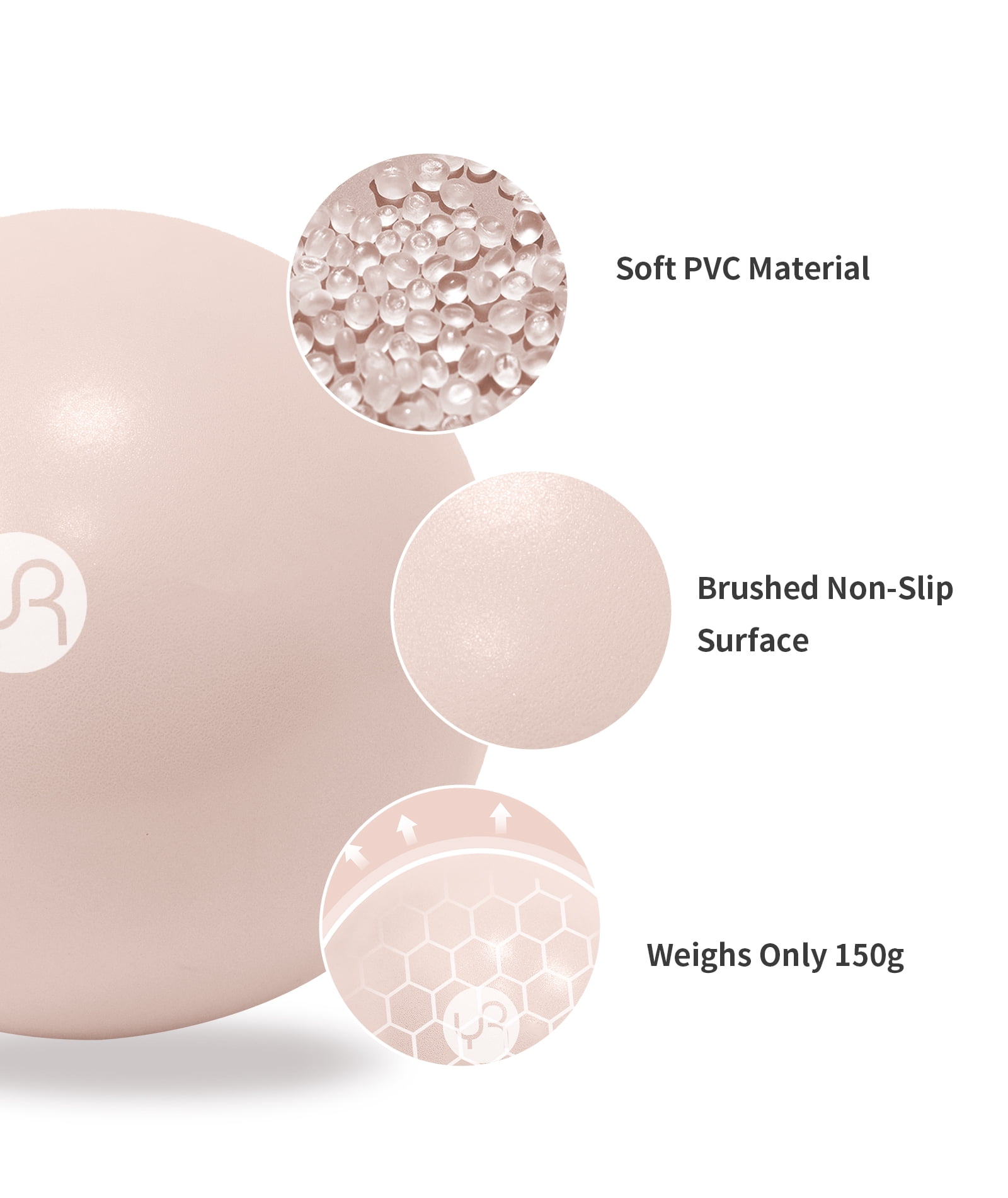 YR 9.8 inch Mini Yoga and Pilates Ball, Small Exercise Ball for Stability, Core Training and Physical Therapy, Pink