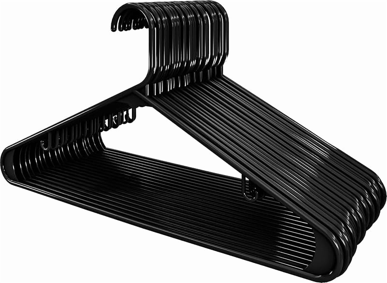 Plastic Hangers 50 Pack - Clothes Hanger with Hooks - Durable & Space Saving (Black)