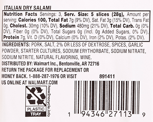 Prima Della Sliced Italian Dry Salami Ready to Eat Sliced Charcuterie, 3 oz Plastic Tray