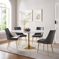 thumbnail image 1 of Modway Lippa 60" Round Artificial Marble Dining Table in Gold White, 1 of 8