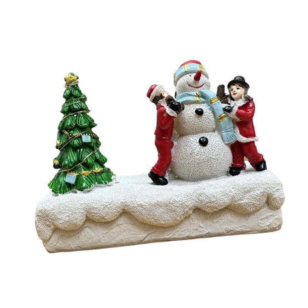 Estatua navideña iluminada, luz nocturna, regalo para el hogar, artículos coleccionables para fiestas, mesa Estilo D