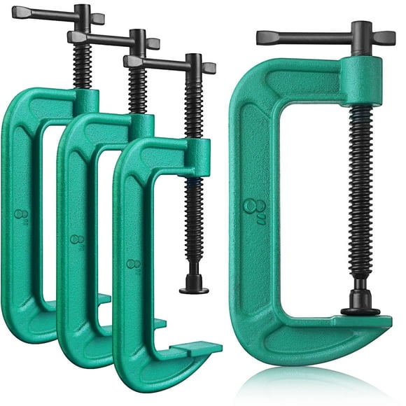 4 Pcs C Clamp Set 8 Inch Heavy Duty G-Clamps Automotive and Wood Working Clamps with Jaw Opening Sliding for DIY Carpentry Woodworking Welding and Bu