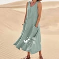 thumbnail image 1 of TIMIFIS Robes Maxi pour Femmes Robe d'Été de Plage Coton Lin Col Rond Sans Manches Longues Robes Grande Taille Camisole Chemises Robe avec Poches, 1 of 5