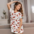 thumbnail image 3 of Fuzoiu Hand Drawn Watermelon Print Women Nightgowns, Soft Comfy Lightweight Short Sleeves Sleepwear,Crew Neck Loungewear, 3 of 6