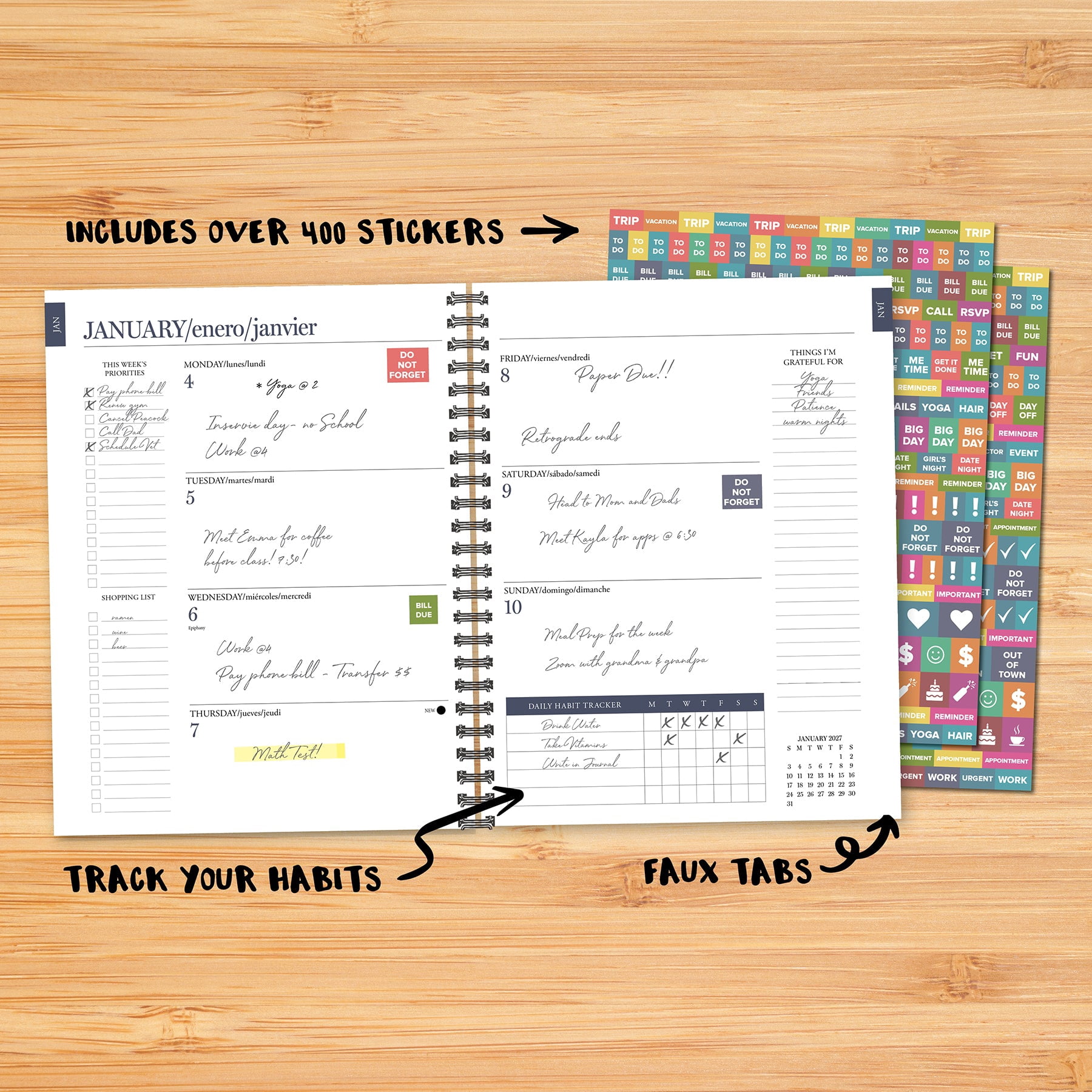 2026-2027 Willow Creek 8.5" x 11" Academic Weekly & Monthly Planner, Champagne Crest (65501)