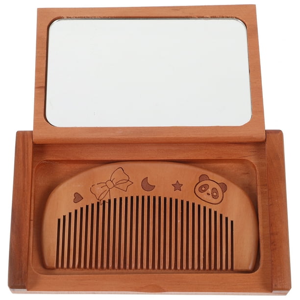 Espejo pequeño plegable espejo de bolsillo portátil espejo rectangular compacto con peine