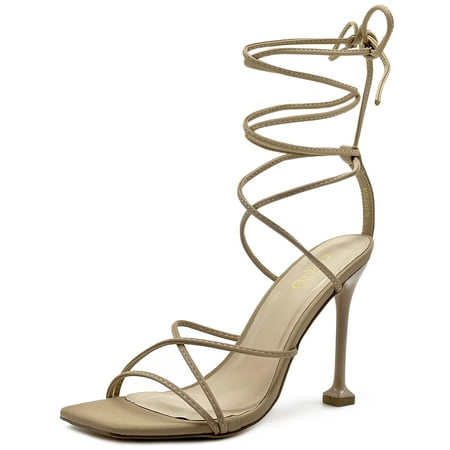 

Ollio Women s Shoes Faux Nubuck or Faux Leather Strappy Tie Leg Stiletto Heeled Sandals SH176