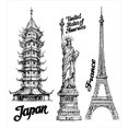 thumbnail image 3 of Eiffel Tower Duvet Cover Set, Famous Monuments of Liberty Eiffel Tower Japanese Building Urban, Decorative 3 Piece Bedding Set with 2 Pillow Shams, King Size, White Black, by Ambesonne, 3 of 3
