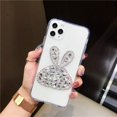 thumbnail image 2 of for iPhone 12 Pro Max Clear Case for Women, Glitter Shiny Crystal Diamond Rabbit Bunny Cover Shell Fashion Luxury Case with TPU Slim Transparent Protective Bling Girly Rhinestone Case White, 2 of 10