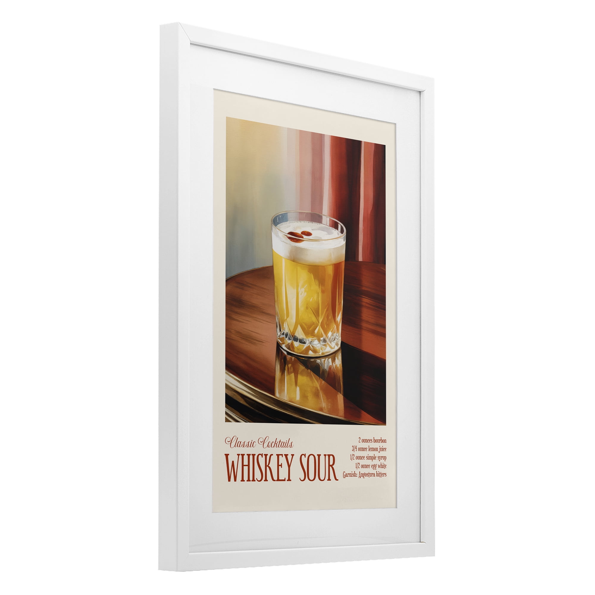Stupell Industries Whiskey Sour on Table White Framed Print Under Glass, design by Andreas Magnusson