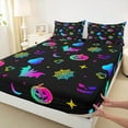 thumbnail image 3 of Manfei Kids Happy Halloween Full Size Sheets for Boys Girls, Neon Bat Pumpkin Spooky Animal Bed Sheets, Gradient Stars Spider Web Sheet Sets, Super Cozy Room Decor 4pcs, 3 of 7