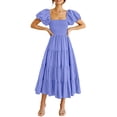thumbnail image 1 of Vestido PRETTYGARDEN Midi Morado Azul con Mangas Abullonadas XL, 1 of 8
