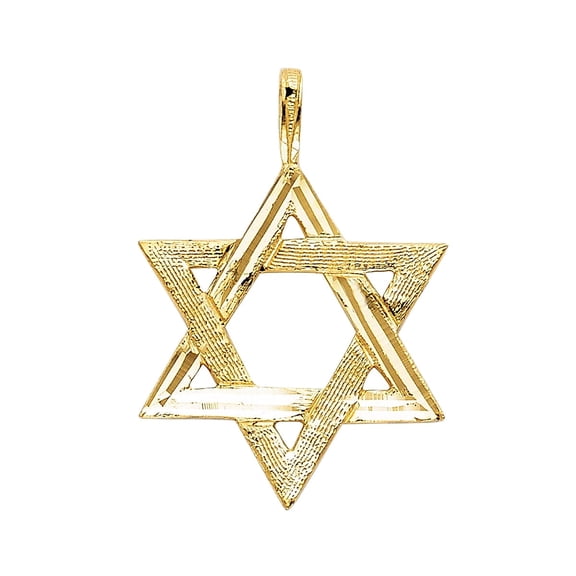 14KY Gold Star of David Pendant | Yellow Gold Charm Pendant for Necklace Chain | Gift for Men Women | 25 x 22 MM | 1.2 grams
