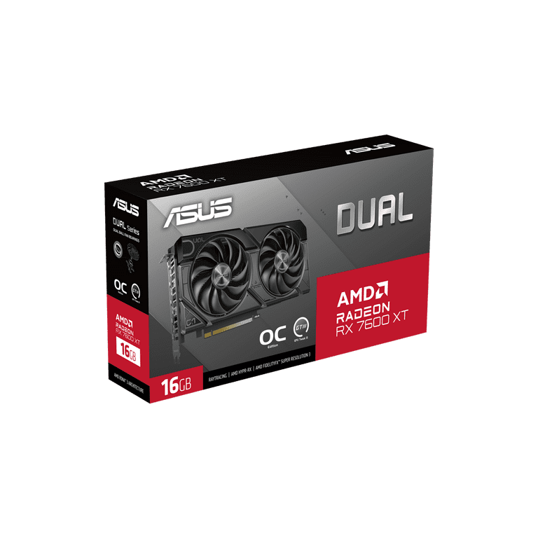 ASUS Dual RX 7600 XT OC GPU Card 16GB GDDR6, AMD RDNA 3, PCIe 4.0