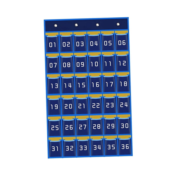 Organizador de bolsillo para el aula, duradero, con números para teléfonos móviles. Azul 36 bolsillos.